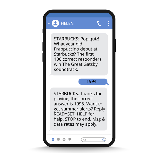 Starbucks SMS marketing - mobile marketing examples