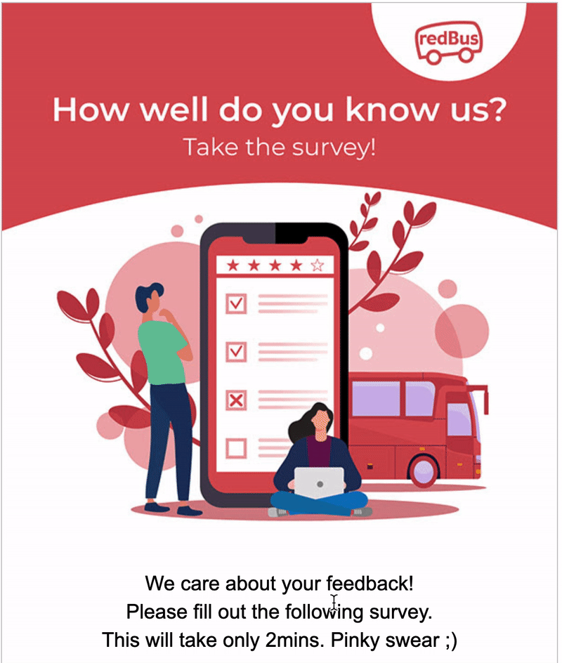 NPS survey via AMP emails