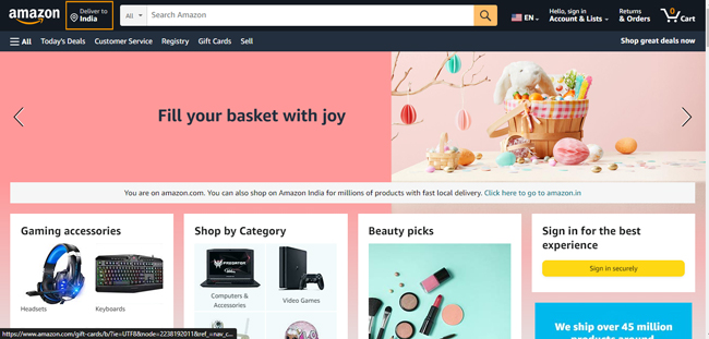 Amazon web page 2