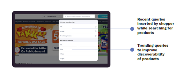 Recent searches and recommendations powered by Netcore