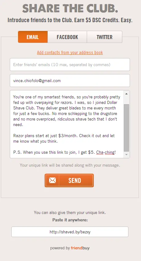 personalize referrals-dollar-shave-club