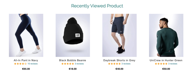 recently viewed products on a website