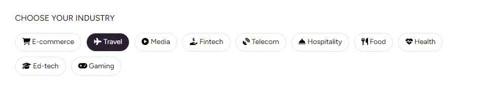 Choose the industry you want to target with Netcore's AI content editor