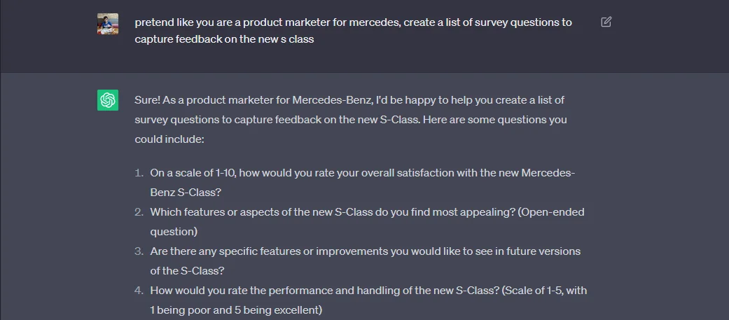 ChatGPT creating impactful customer surveys