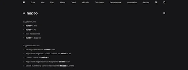 Apple's unbeatable search autosuggest on their online store - Netcore