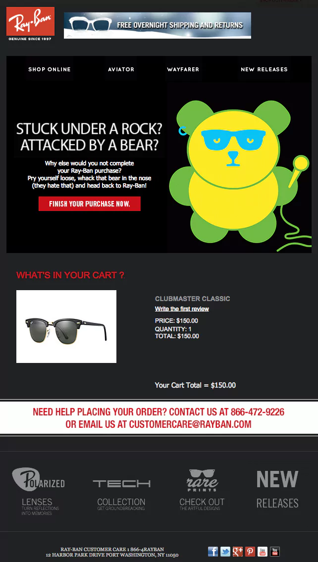 ray-ban-cart-abandonment-email