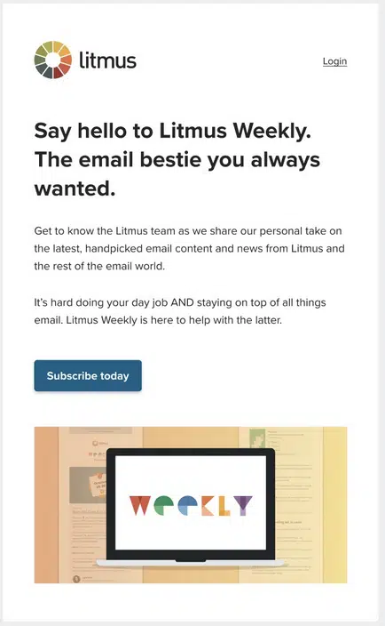 Email newsletter using F pattern - Litmus weekly - Netcore