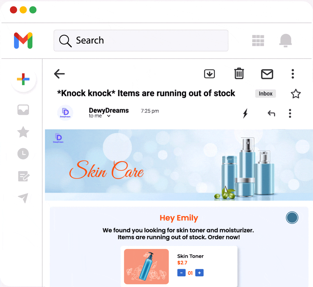 Cart recovery emails powered by Inbox Commerce