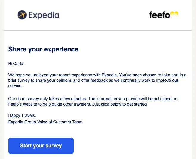 Expedia customer survey email - Netcore