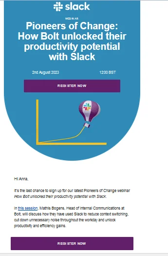 Slack Webinar invitation - Registration template - Netcore