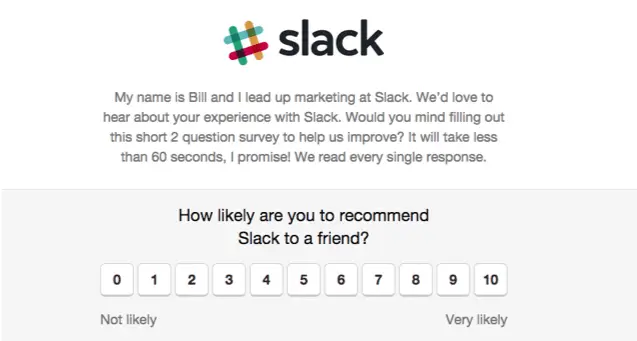 Slack customer survey email - Netcore