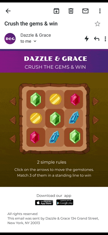 Brand Specific games - Interactive email - Netcore