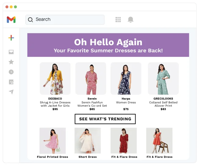 Affinity based merchandise triggers via Inbox Commerce