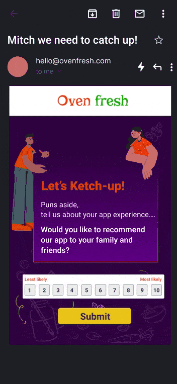 NPS surveys powered by Netcore's Inbox Commerce