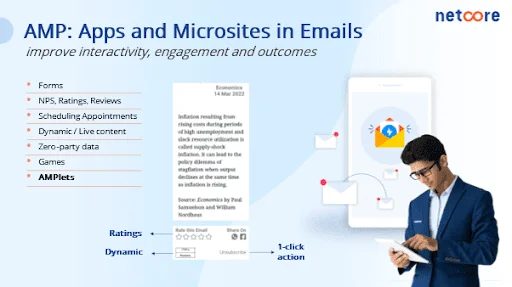 Improve interactivity, engagement, and outcome with netcore’s amp emails