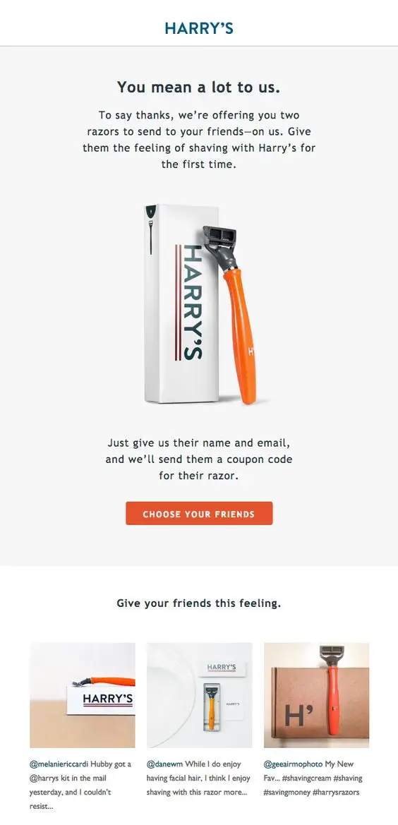 Harry’s: customer appreciation emails | Netcore