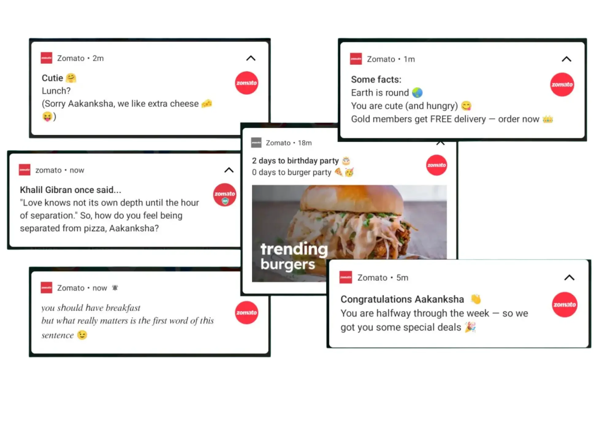 zomato quirky push notification example | Netcore