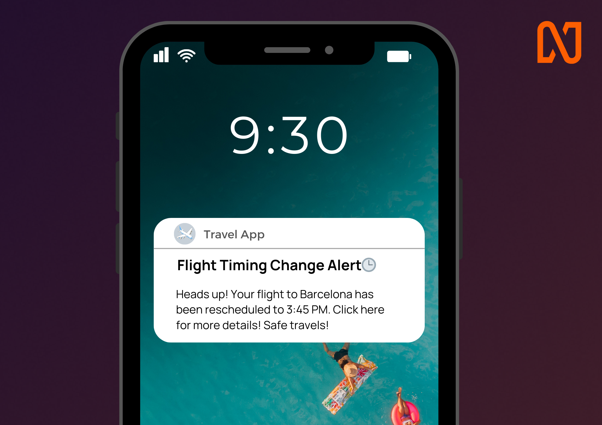 Flight timing updates- Push notification tips the for travel industry - Netcore