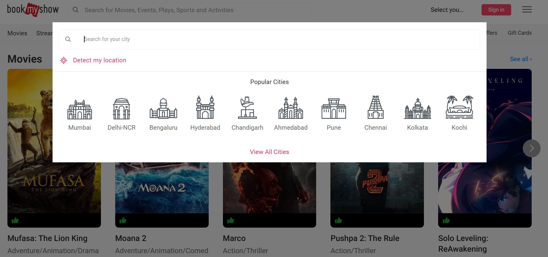 Bookmyshow location-based personalization