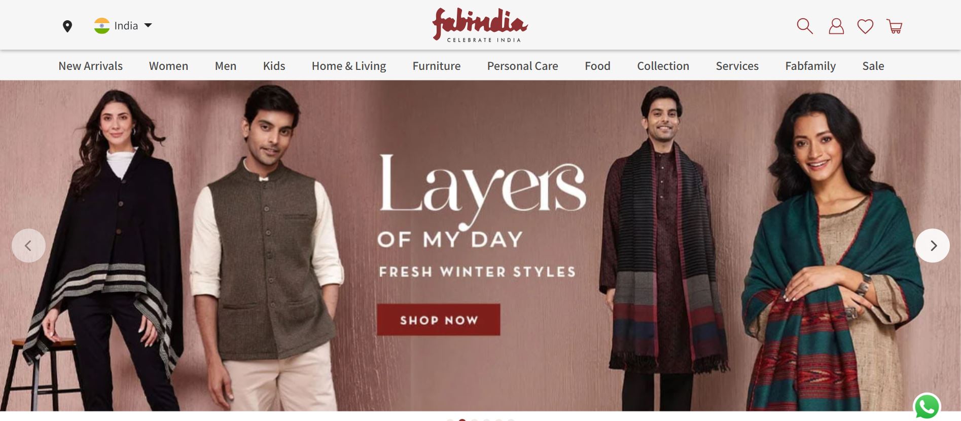 Fabindia home page banner - personalization