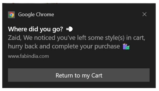 abandoned cart web push notification