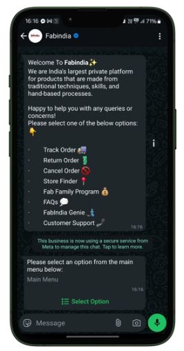 FabIndia WhatsApp Chatbot - customer retention strategies